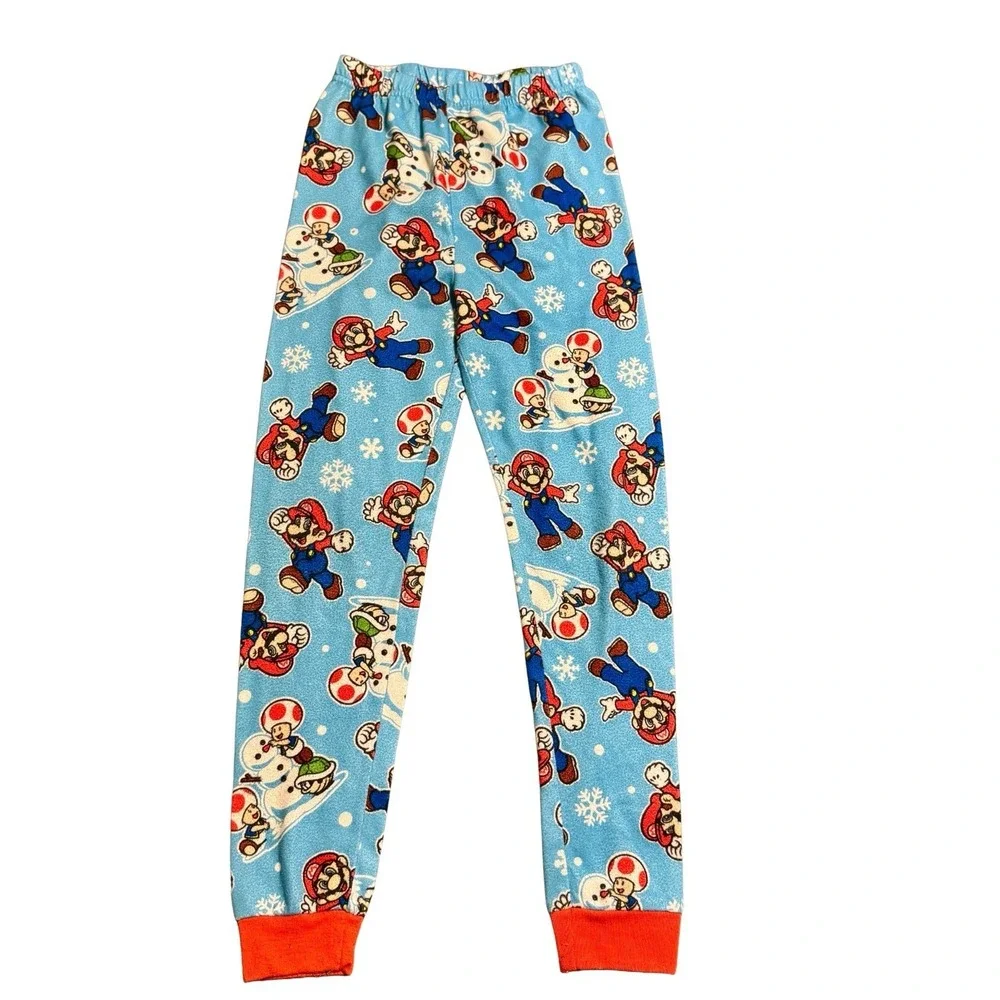 Super Mario Boys Pajama Set Size 10 Snug Fit Long Sleeve Top & Pants Winter Snow